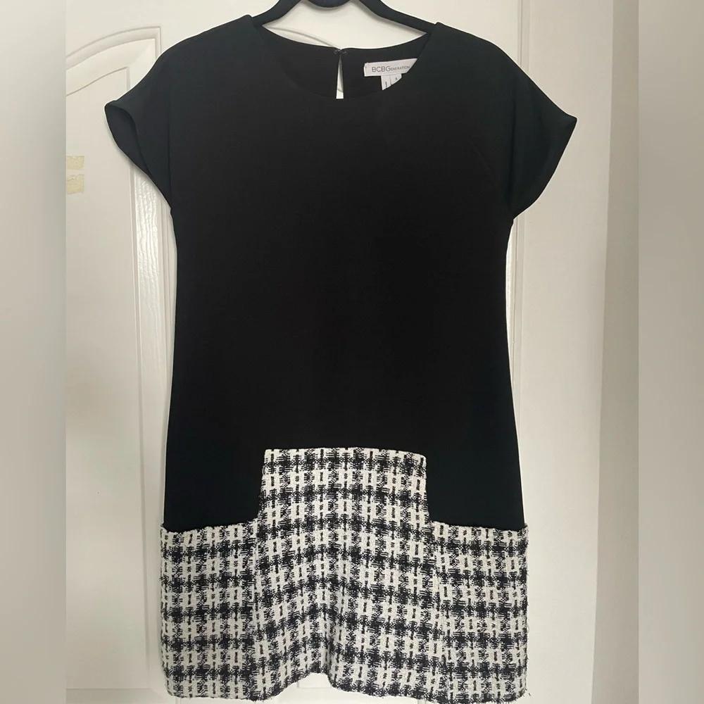 BCBGeneration Black and White Tweed Mini Dress - Picture 2 of 5